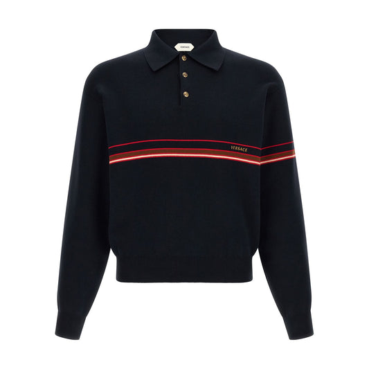 Versace Blue Cotton Polo Shirt