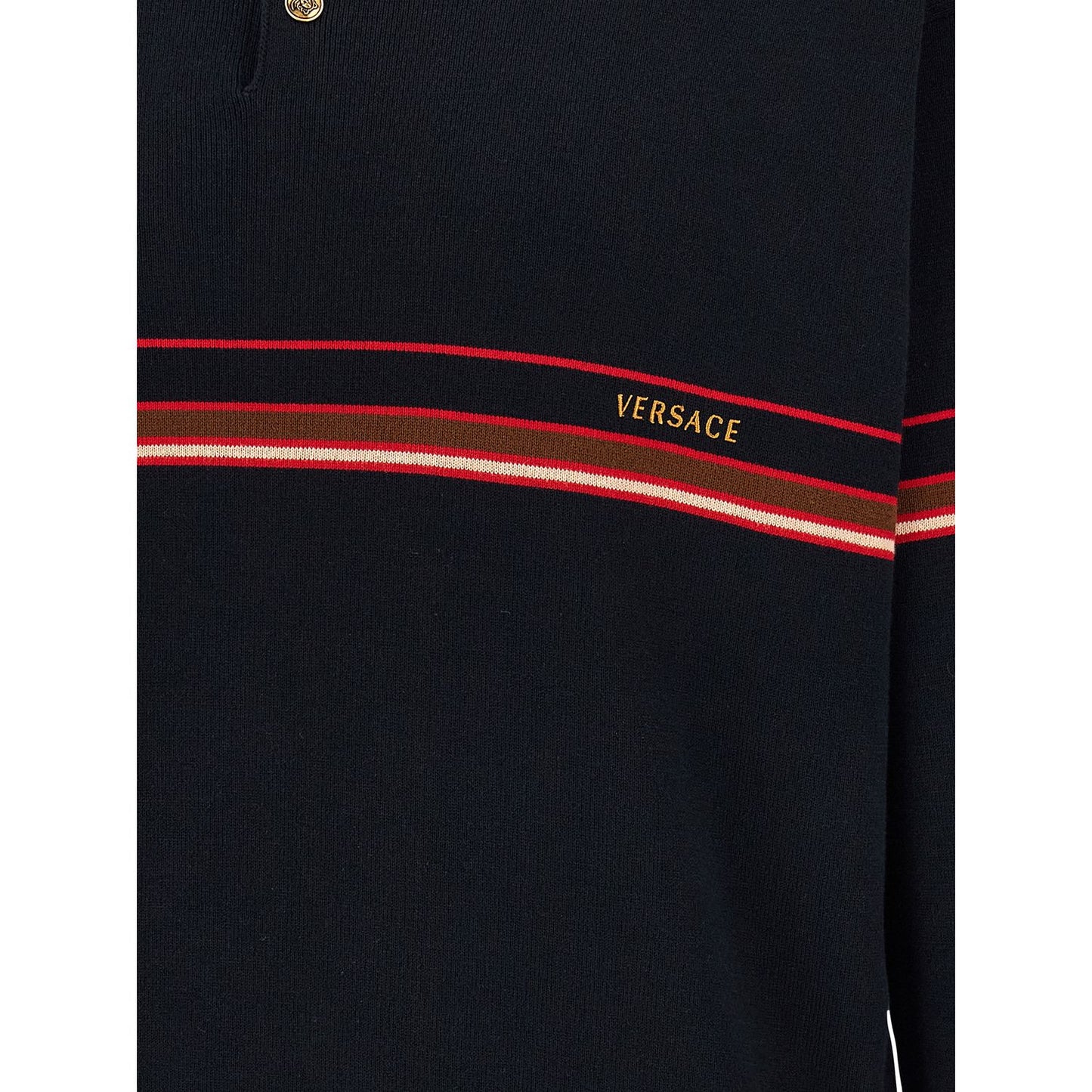 Versace Blue Cotton Polo Shirt
