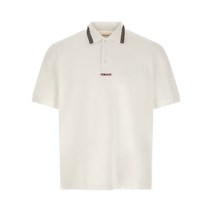 Versace White Cotton Polo Shirt
