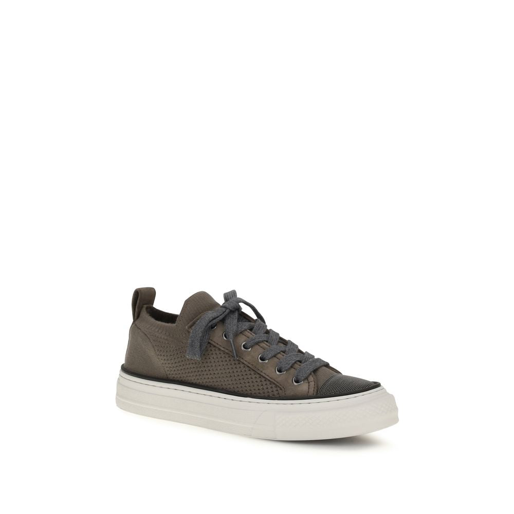 Brunello Cucinelli Brown Cotton Low Top Sneakers