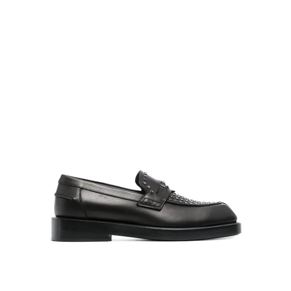 Versace Black Leather Slip-On Loafers