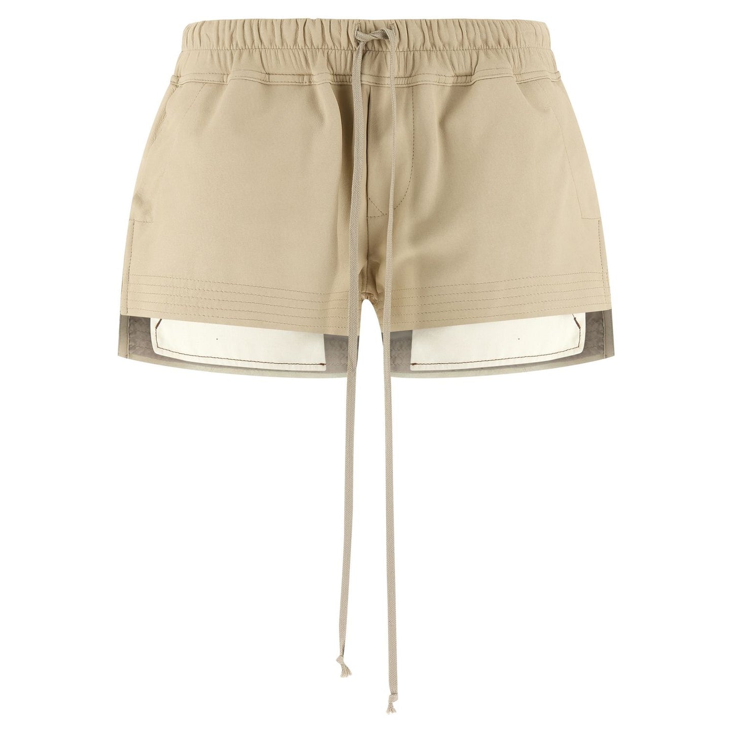 Rick Owens Beige Lamb Leather Bermuda Shorts