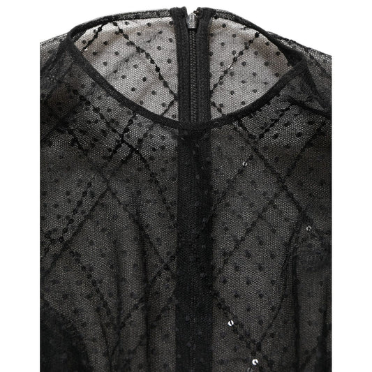 Dolce & Gabbana Black Mesh Lace Long Sleeved Maxi Gown Dress