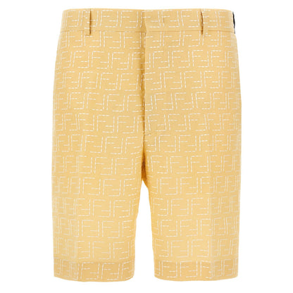 Fendi Bicolor Linen Bermuda Shorts