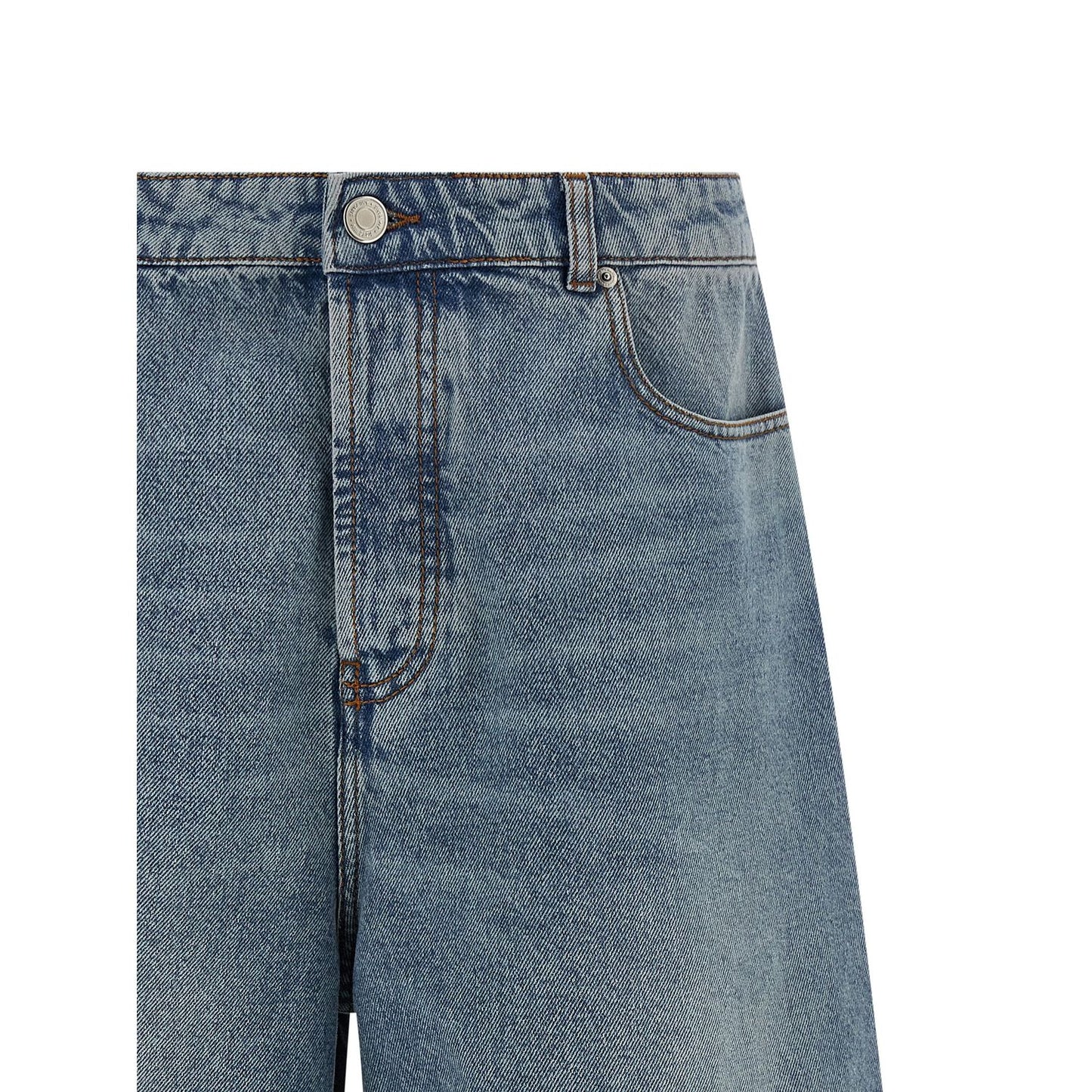 Ami Paris Blue Cotton Bermuda Shorts