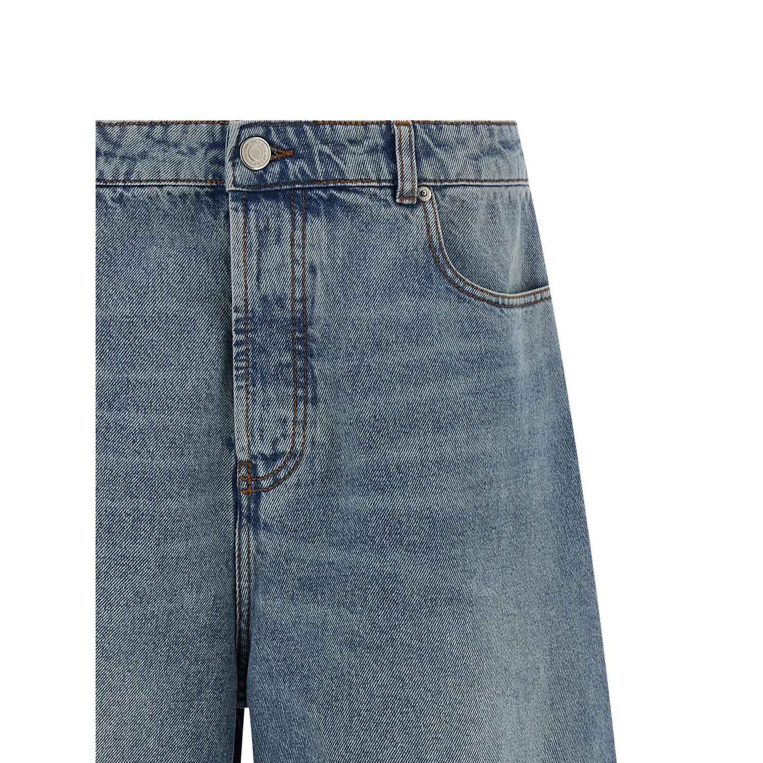 Ami Paris Blue Cotton Bermuda Shorts