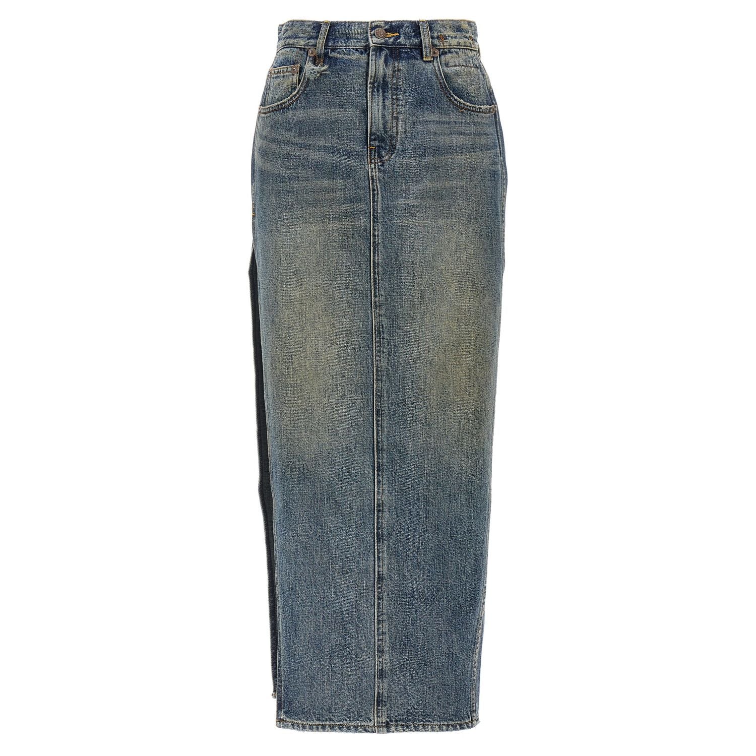 R13 Blue Cotton Mini Skirt