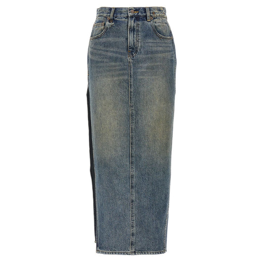 R13 Blue Cotton Mini Skirt