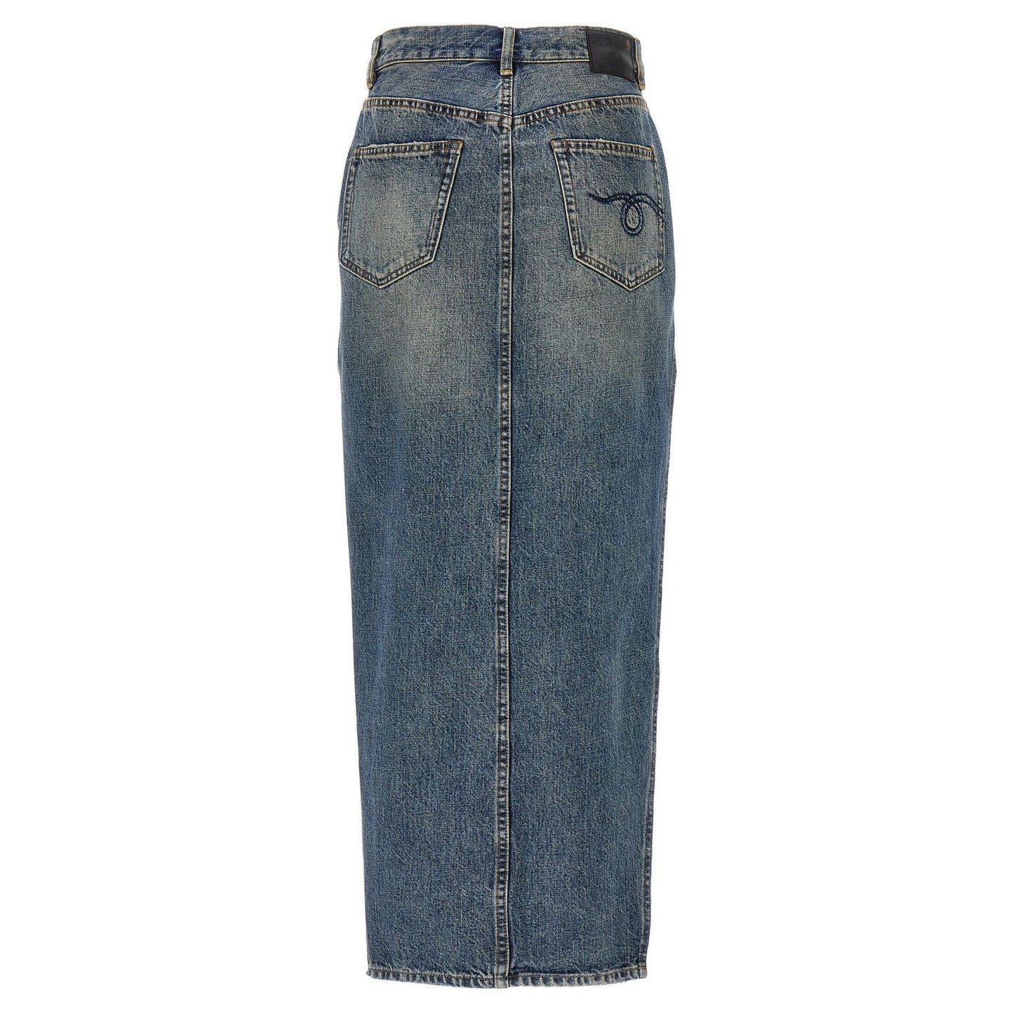 R13 Blue Cotton Mini Skirt