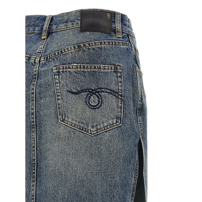R13 Blue Cotton Mini Skirt