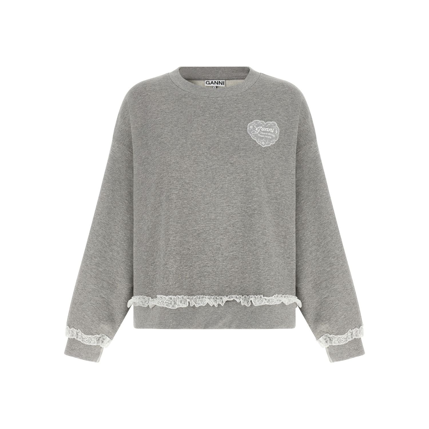 Ganni Gray Organic Cotton Sweatshirt