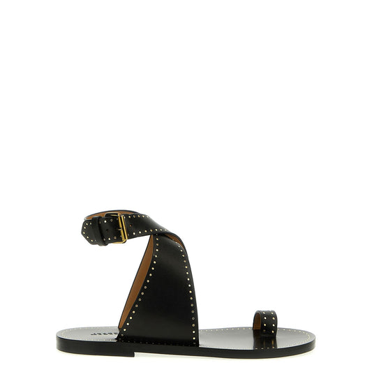 Isabel Marant Black Calfskin Flat Sandals