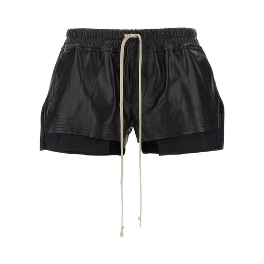 Rick Owens Black Lamb Leather Bermuda Shorts