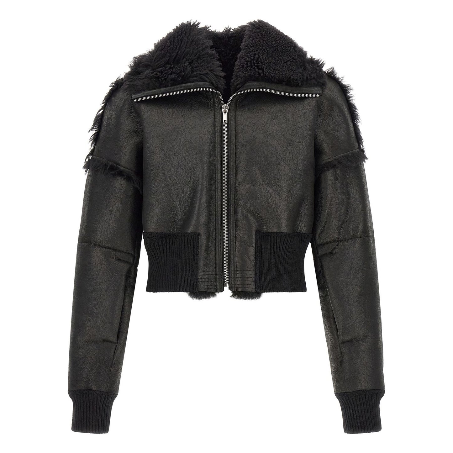 Rick Owens Black Lamb Fur Leather Jacket