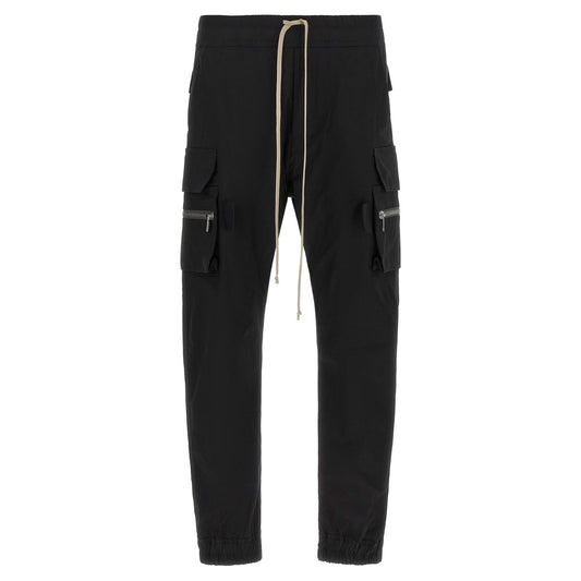 Rick Owens Black Cotton Cargo Pants