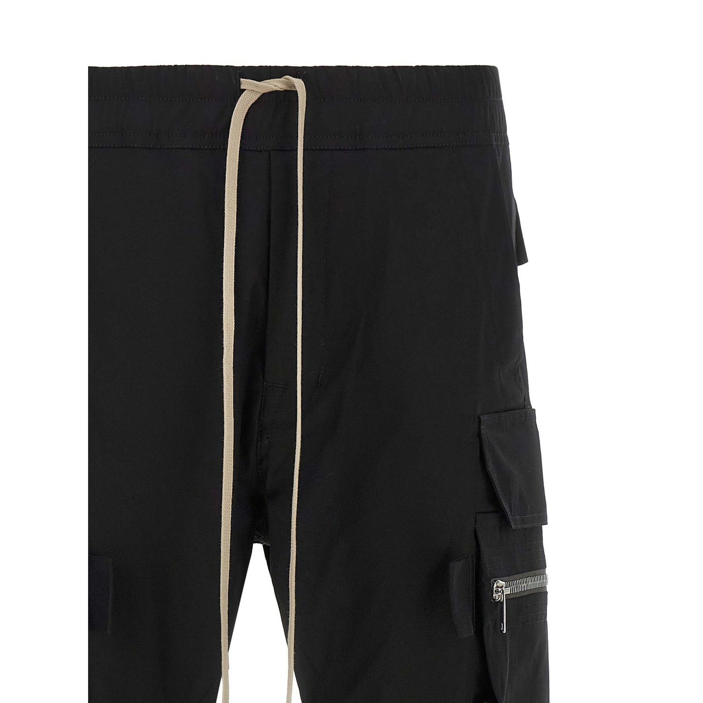 Rick Owens Black Cotton Cargo Pants