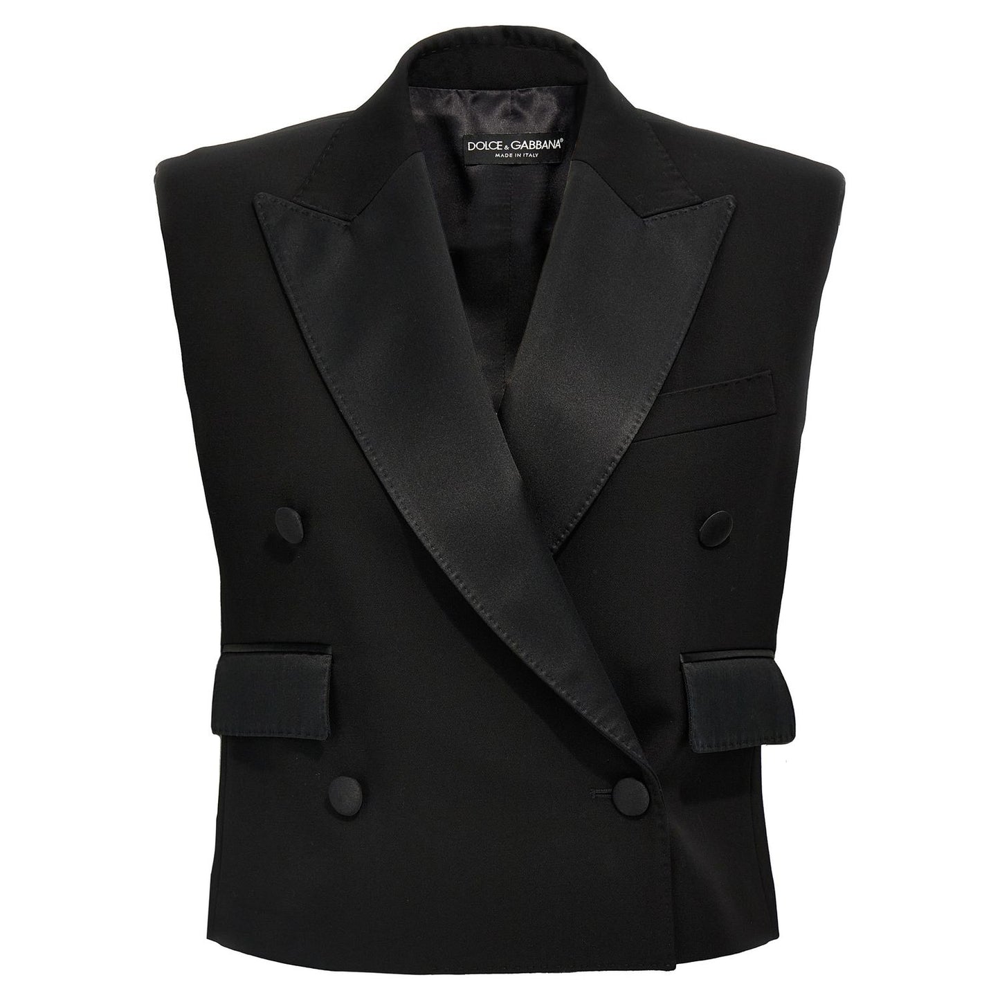 Dolce & Gabbana Black Silk Sleeveless Jacket