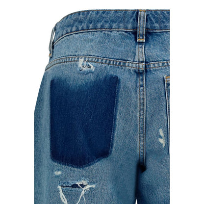 7FOR Blue Cotton Straight-Leg Jeans