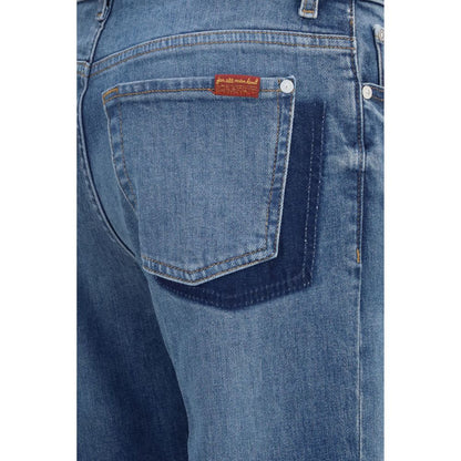 7FOR Blue Cotton Straight-Leg Jeans