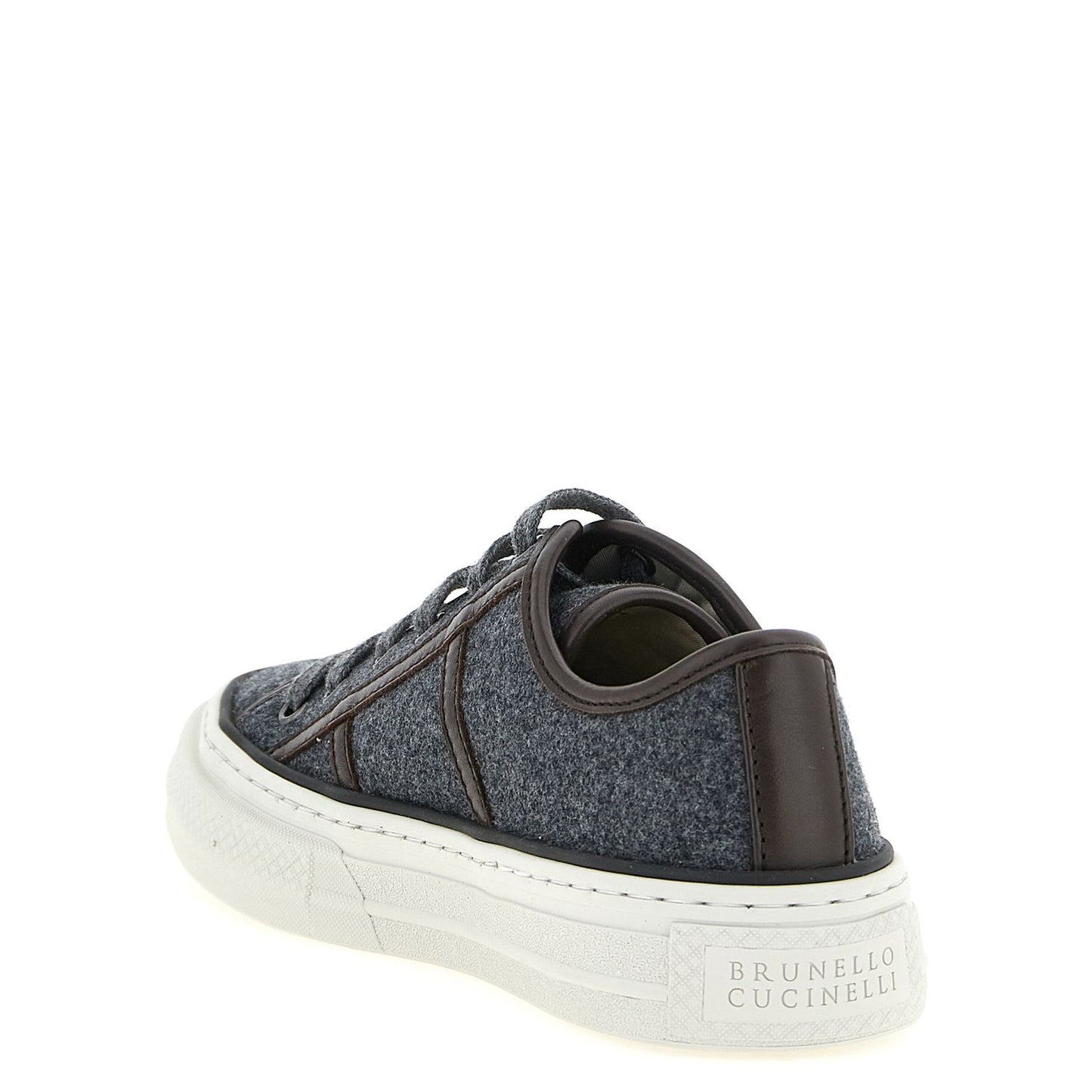 Brunello Cucinelli Gray Virgin Wool Low Top Sneakers