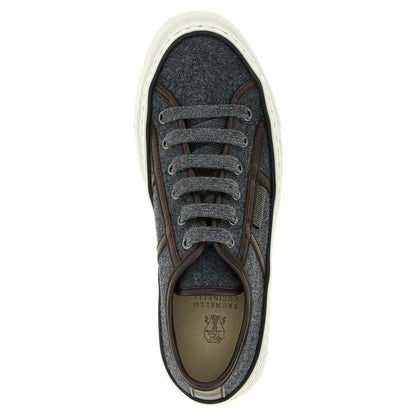 Brunello Cucinelli Gray Virgin Wool Low Top Sneakers