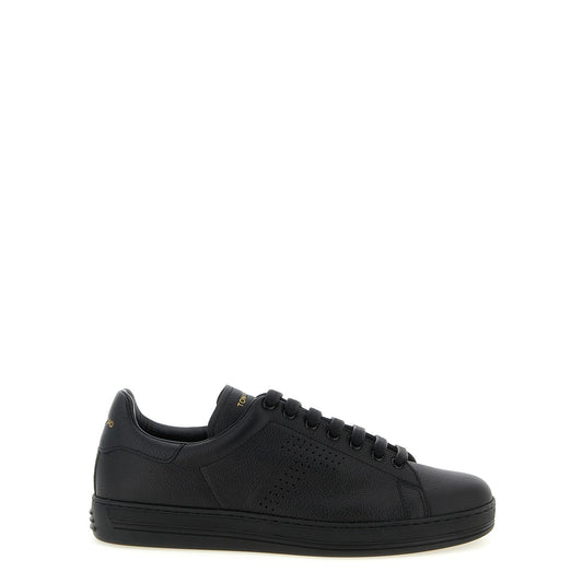 Tom Ford Black Leather Low Top Sneakers