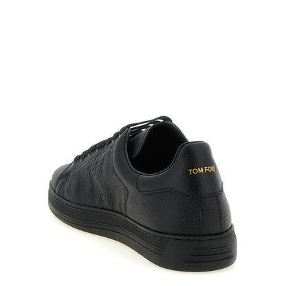 Tom Ford Black Leather Low Top Sneakers