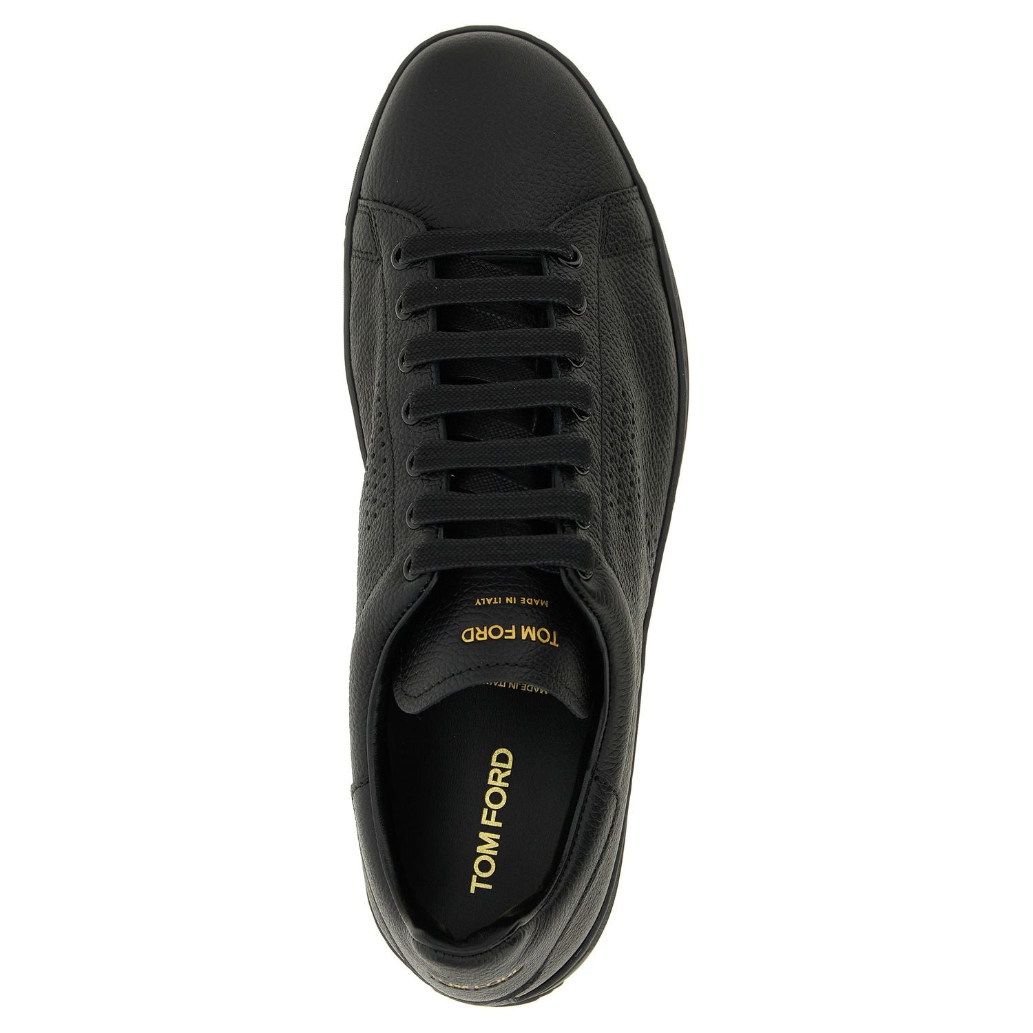 Tom Ford Black Leather Low Top Sneakers