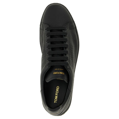 Tom Ford Black Leather Low Top Sneakers