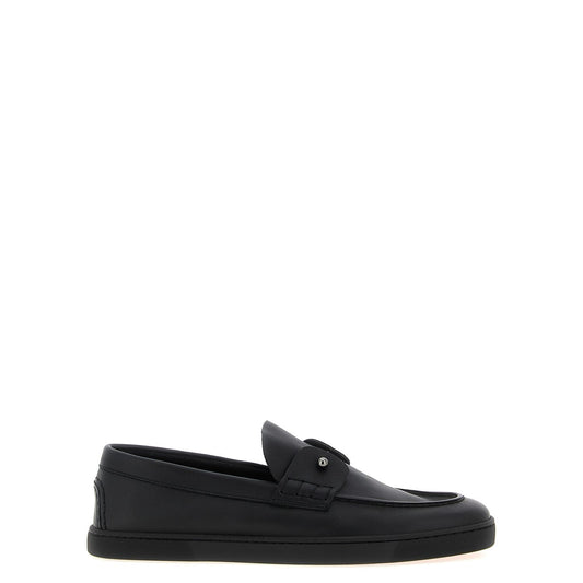 Christian Louboutin Black Calfskin Slip-On Loafers