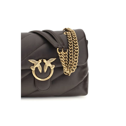 PINKO Brown Calf Leather Bos Taurus Shoulder Bag