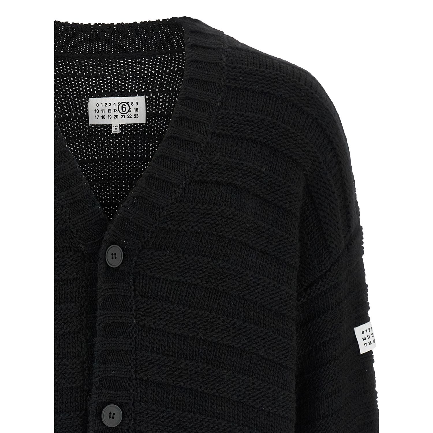 MM6 Maison Margiela Black Virgin Wool Cardigan