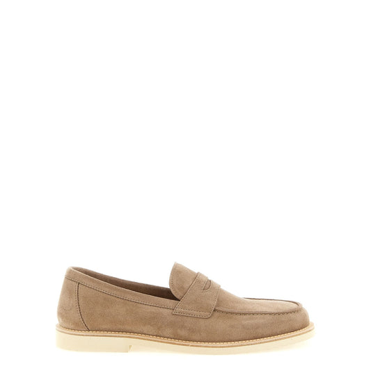 Brunello Cucinelli Beige Calfskin Slip-On Loafers