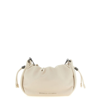 Brunello Cucinelli White Lamb Leather Crossbody Bag