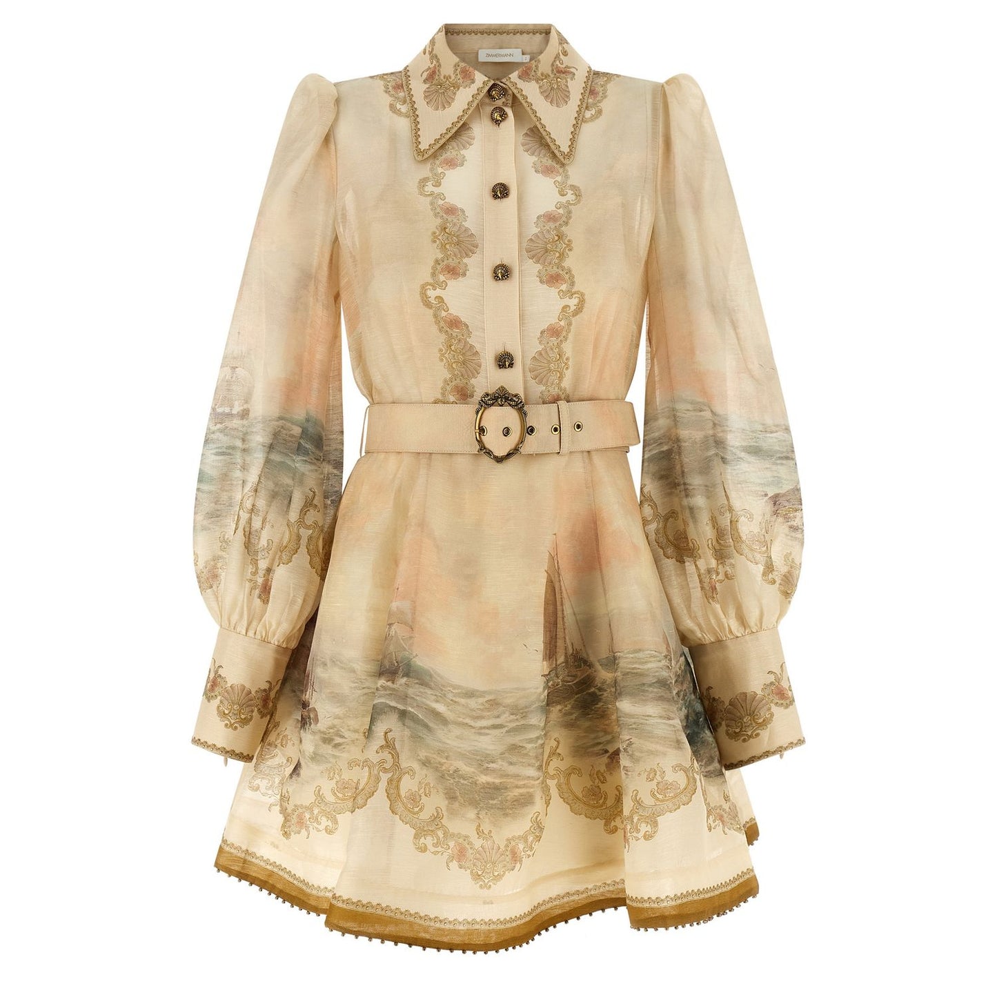 Zimmermann Beige Linen Short Dress
