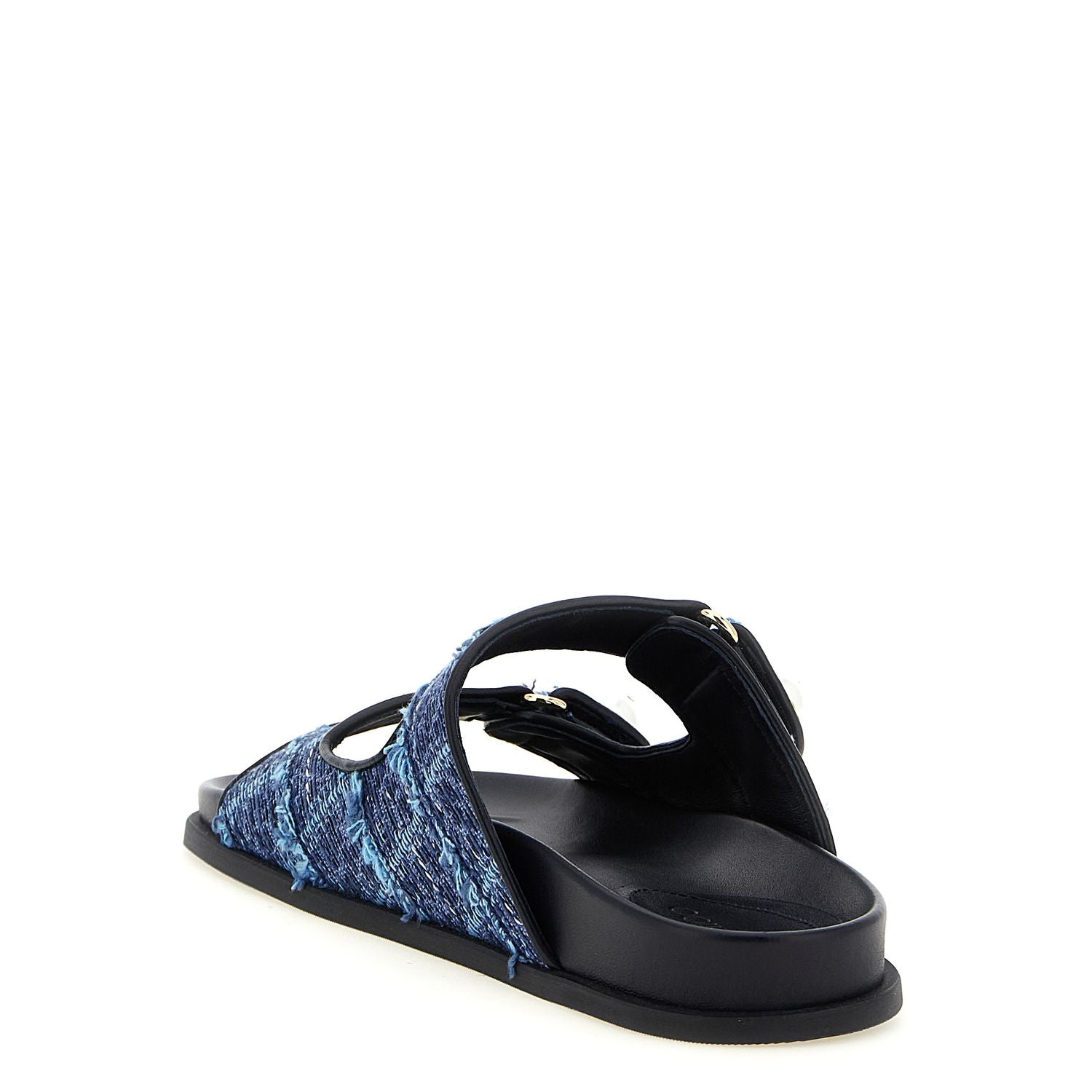Jimmy Choo Blue Tencel Slides