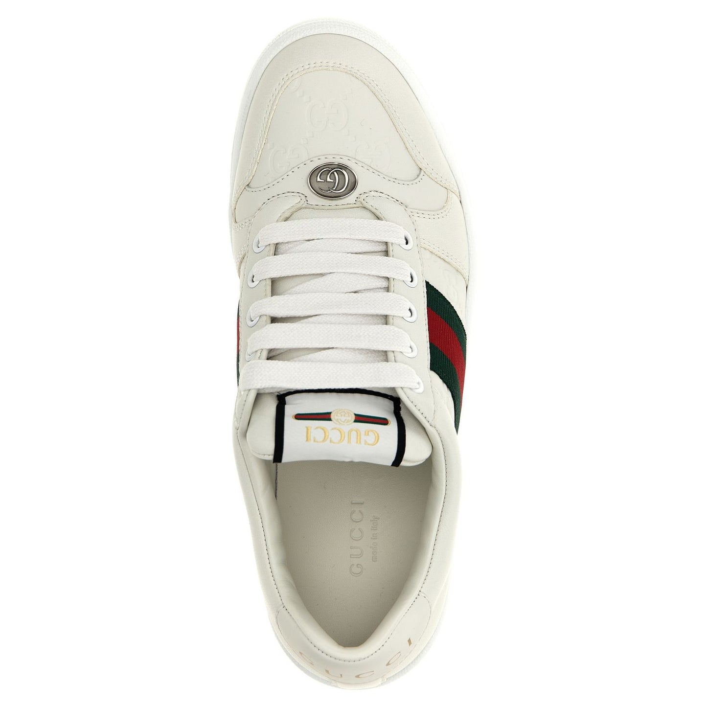 Gucci White Lamb Leather Low Top Sneakers