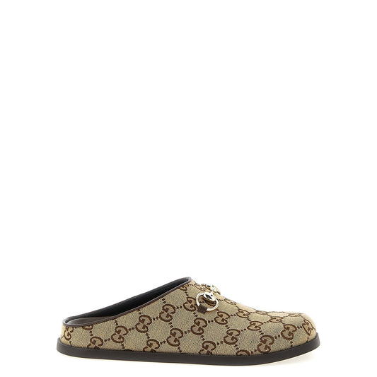Gucci Beige Cotton Mules