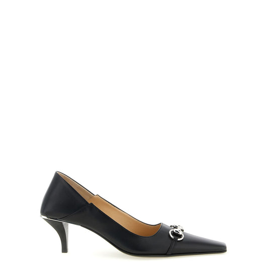 Gucci Black Lamb Leather Mid Heel Pumps
