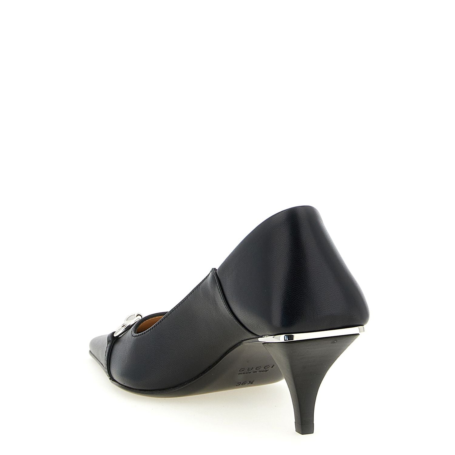 Gucci Black Lamb Leather Mid Heel Pumps