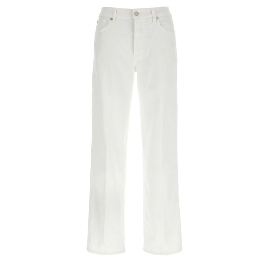7 For All Mankind White Cotton Straight-Leg Jeans