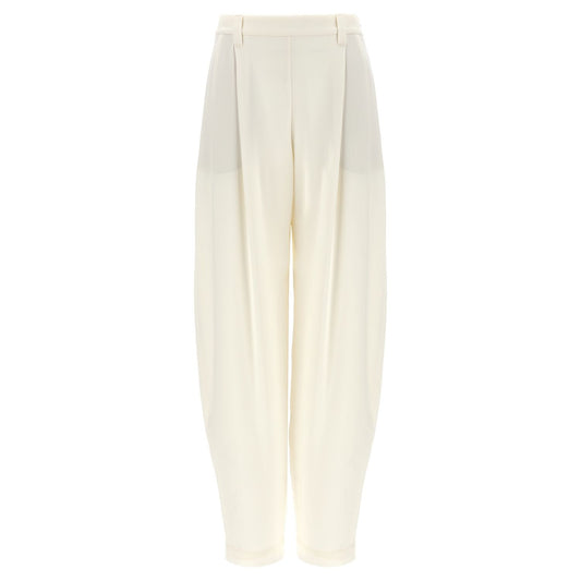 Brunello Cucinelli White Silk Casual Pants