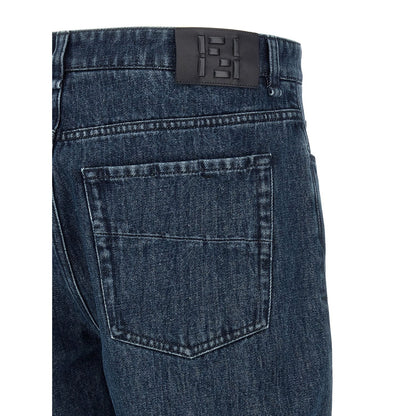 Fendi Blue Cotton Flared Jeans