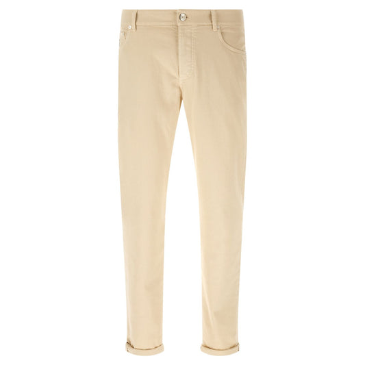 Brunello Cucinelli Beige Cotton Straight-Leg Jeans