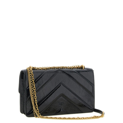 PINKO Black Calfskin Shoulder Bag