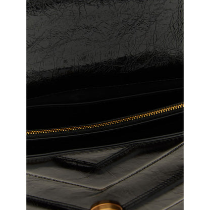 PINKO Black Calfskin Shoulder Bag