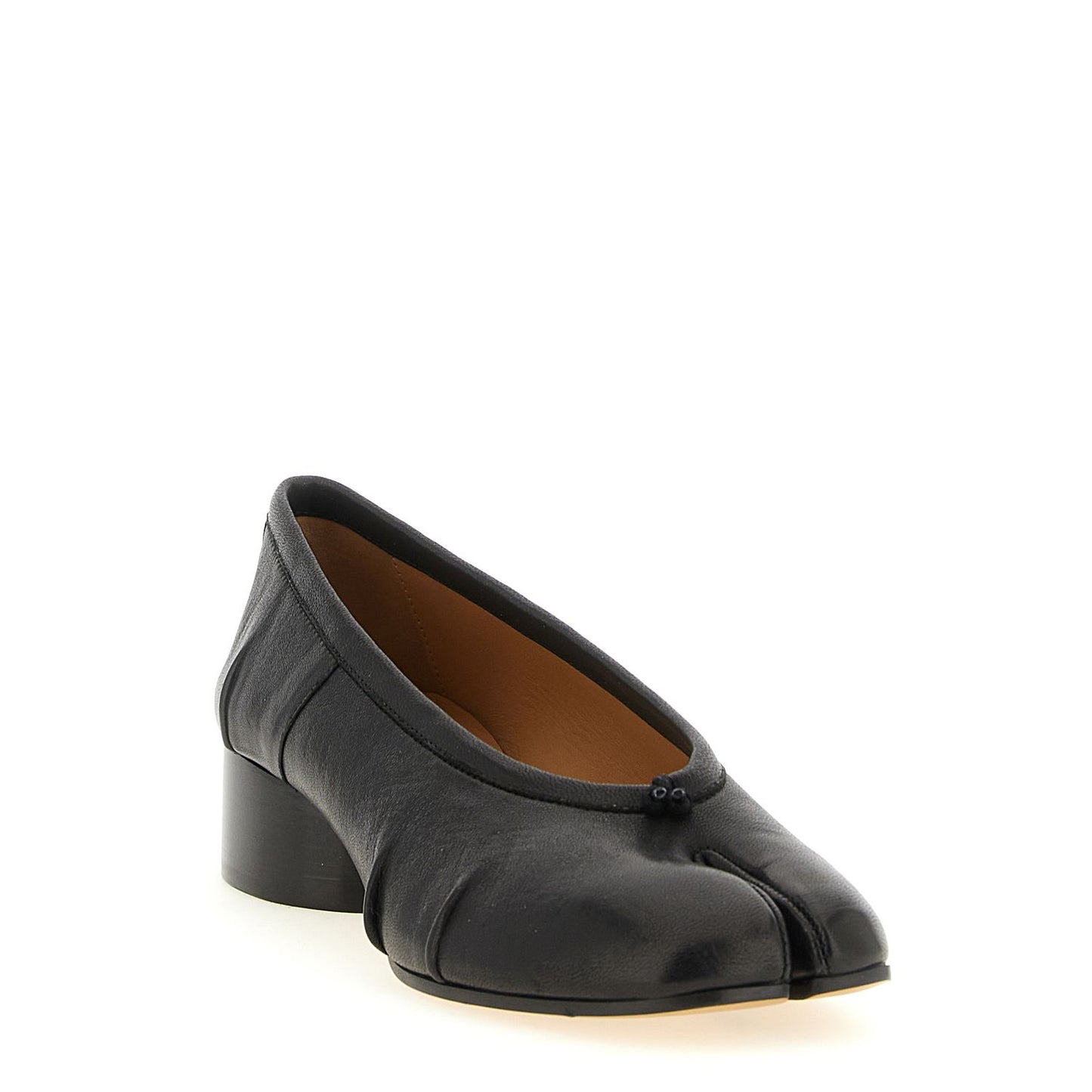 Maison Margiela Black Lamb Leather Mid Heel Pumps