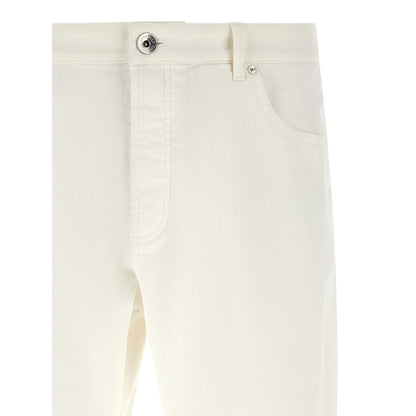 Brunello Cucinelli White Cotton Cropped Jeans
