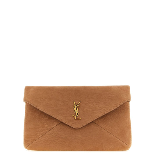 Saint Laurent Beige Lamb Leather Clutch Bag