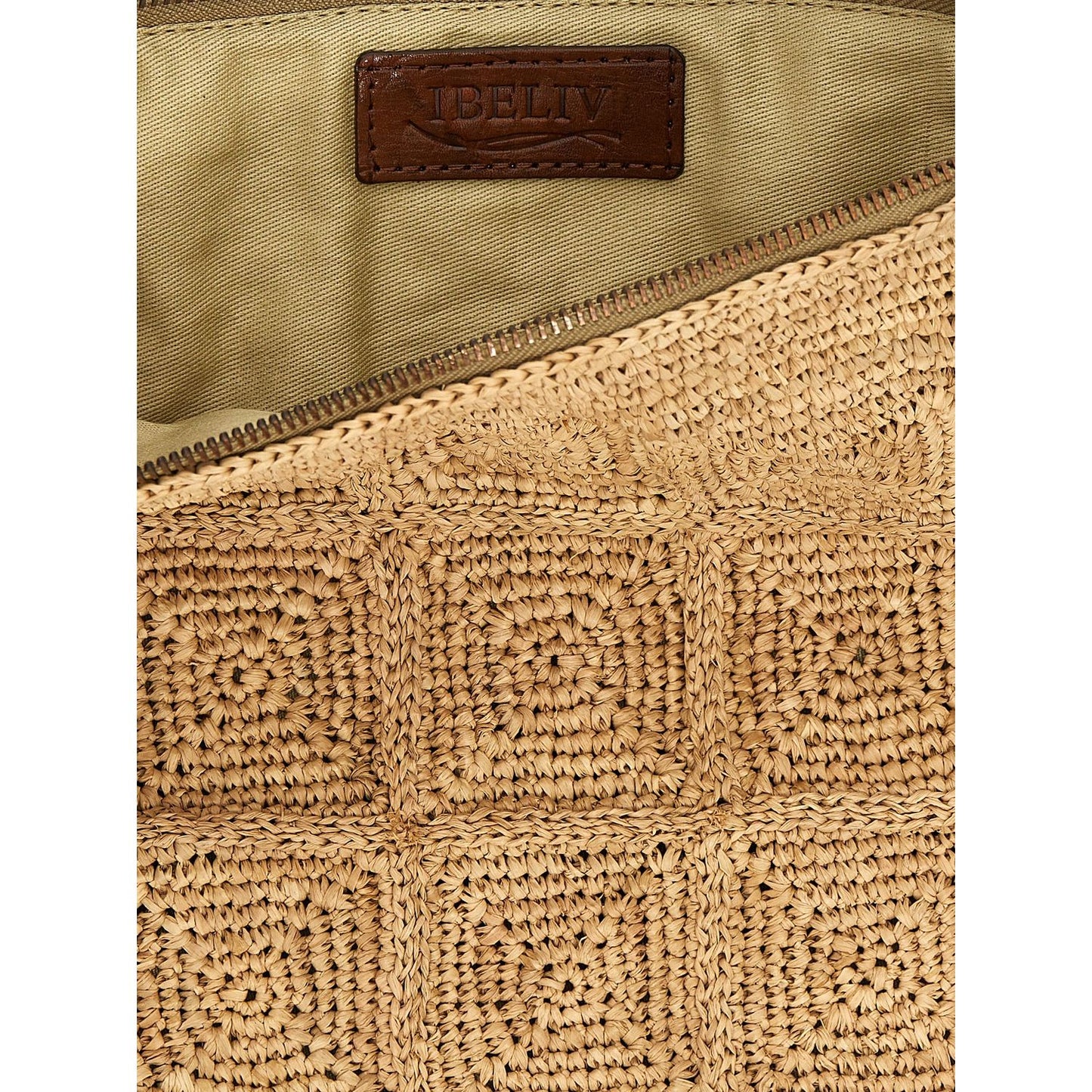 Ibeliv Beige Raffia Clutch Bag